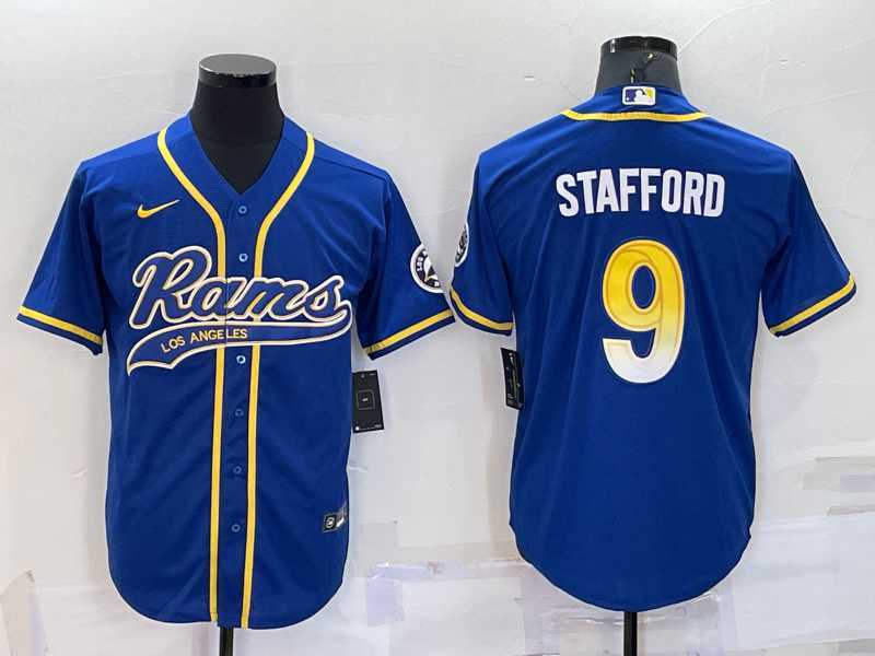 Men's Los Angeles Rams #9 Matthew Stafford Royal With Patch Cool Base Stitched Baseball Jersey,We sell and wholesale Men's Los Angeles Rams #9 Matthew Stafford Royal With Patch Cool Base Stitched Baseball Jersey on line form chian!